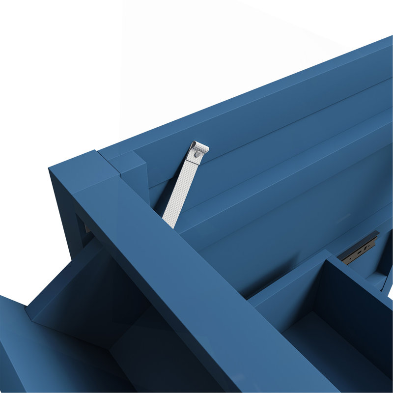 Meuble-lavabo de salle de bain de 60 pouces avec 2 portes doubles à fermeture douce, 1 grand tiroir, 6 petits tiroirs et 2 petits compartiments de rangement rabattables (bleu)