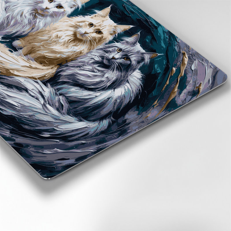 Art mural en métal chats gris Cymric, H 132 po x l 168 po x P 0,05 po