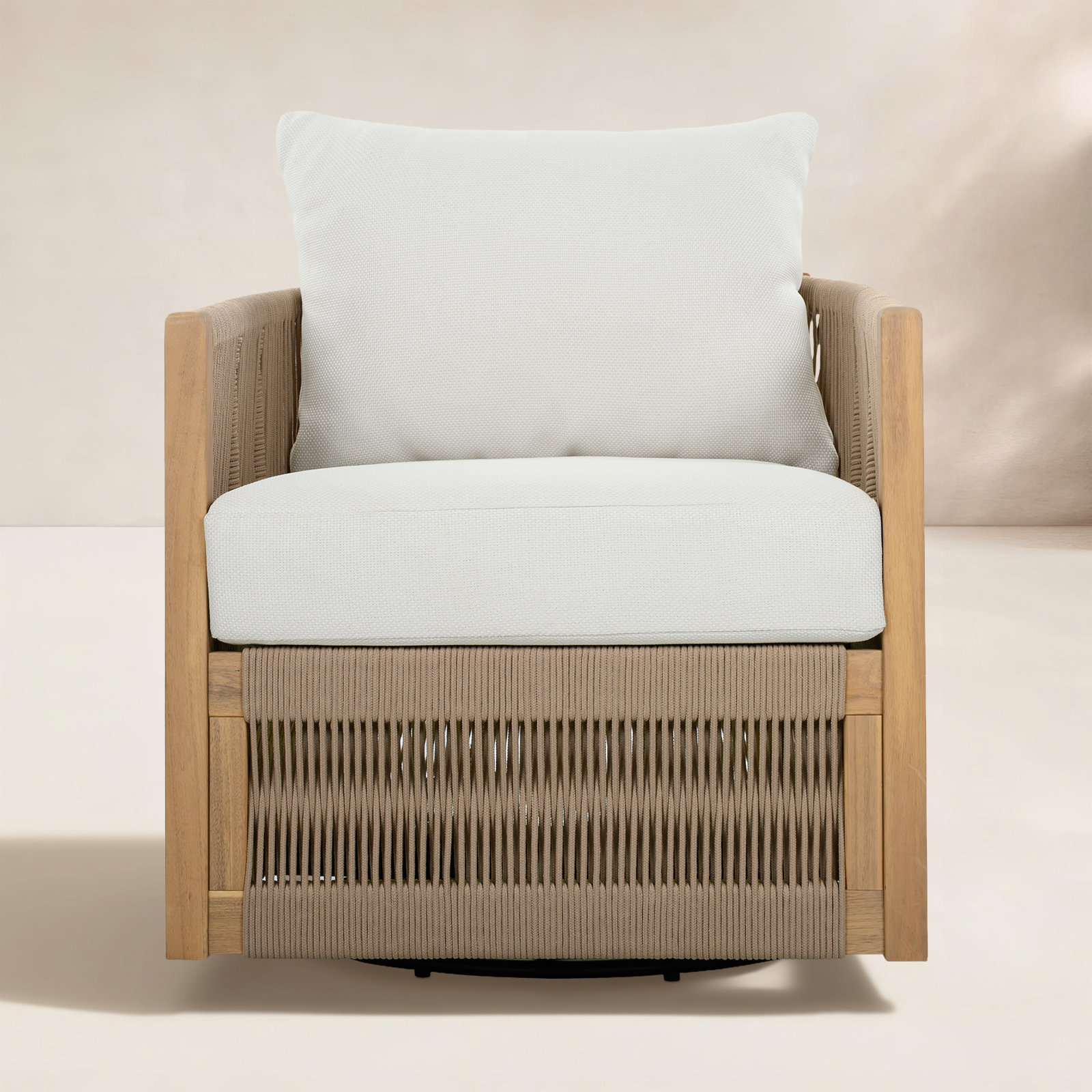 Acacia Swivel Patio Lounge Chair, Ivory