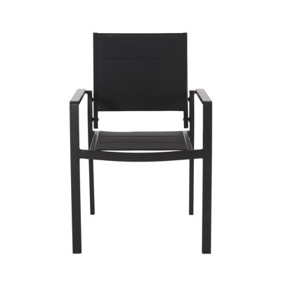 Chaise Weather - aluminium noir, siège en maille, conception moderne, aluminium de salle à manger 22 po x 23 po 32,36 po, l 23 po x P 32 po