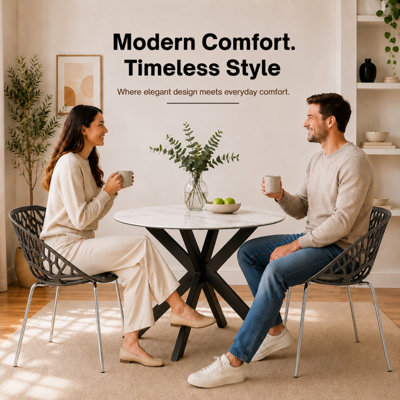 Stackable Dining Side Chairs with Floral Cutout Back and Stainless Steel Legs – Modern Kitchen, Restaurant, or Banquet Seating