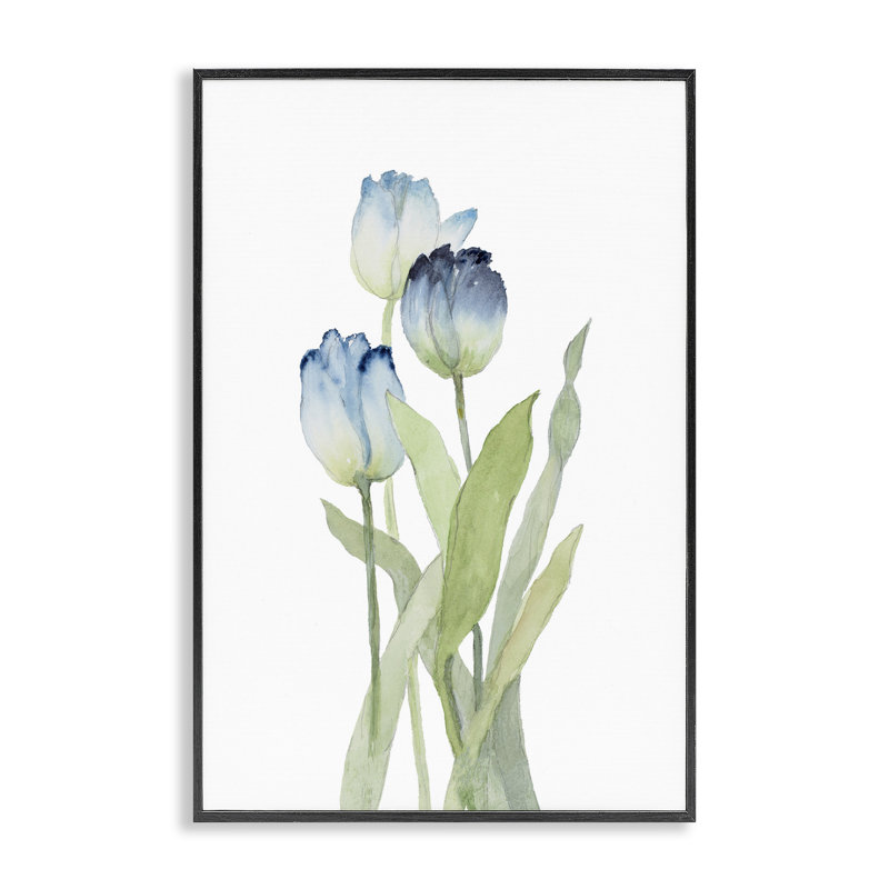 Blue Garden Tulips  Giclee Art by Lanie Loreth, 18" H x 12" W, Midnight Black Framed Giclee