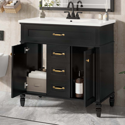Bathroom Storage Cabinet with Sink Combo,Wood Frame,Soft Close Doors,Ample Storage