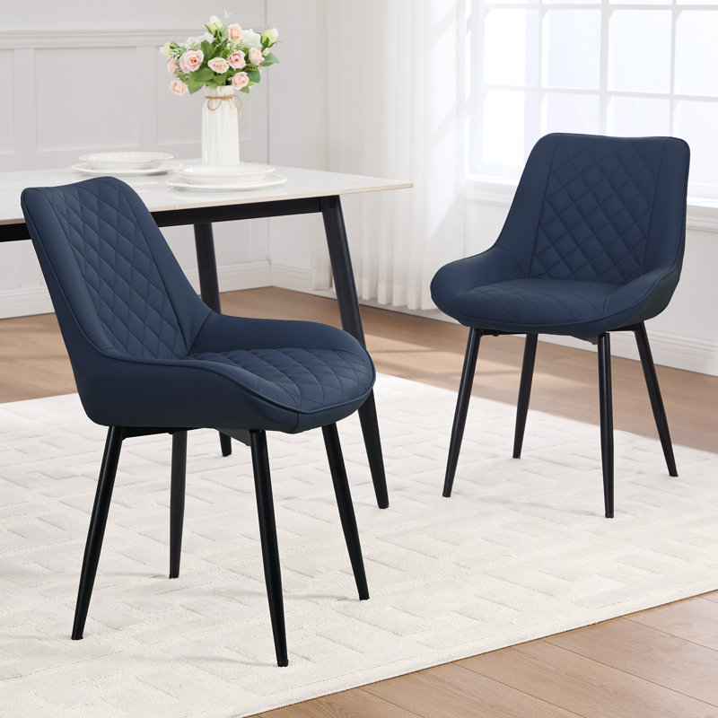 Chaise rembourrée en similicuir, Bleu