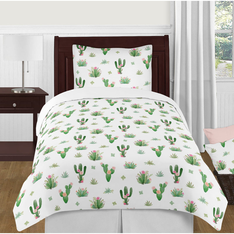 Cactus Floral Pink and Green Microfiber Window Valance