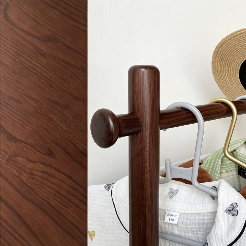 Wooden Garment Rack with Rolling Base