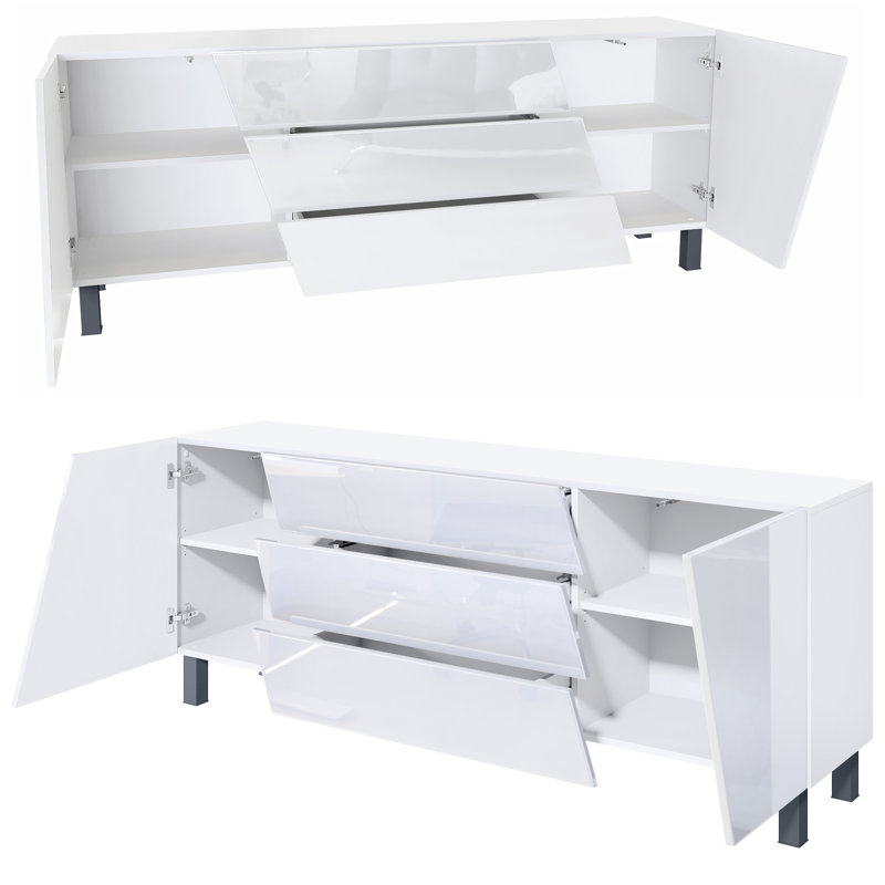 Mattoon 178 Cm Wide 3 Drawer Sideboard, High Gloss White