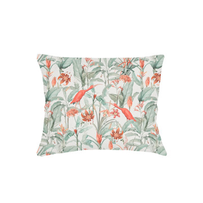 Green Feathered Tropics Linen Pillow Standard Sham
