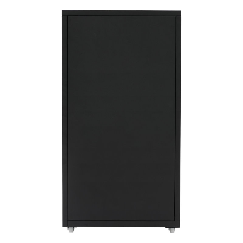 Table de chevet mobile avec 7 tiroirs, Noir