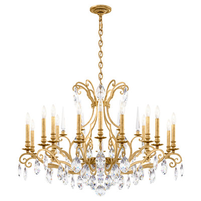 Renaissance Nouveau 18 Light 40in x 27.5in Chandelier in Heirloom Gold with Clear Heritage Handcut Crystals