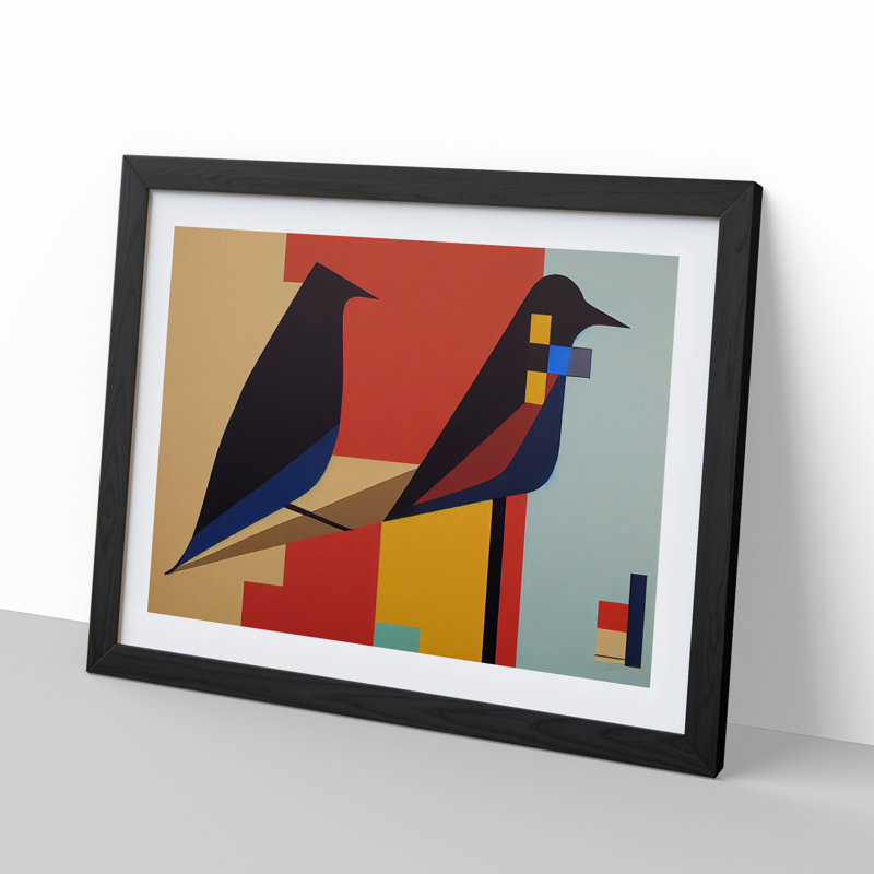 Ingenious Abstract Birds 1 Piece Single Picture Frame Wall Art, 34cm H x 46cm W x 2cm D, Black
