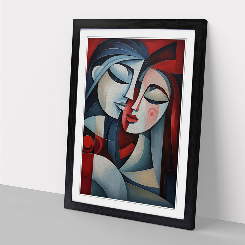 Lovers Cubism No.4 - Framed Print, Black, 34cm H x 25cm W x 2cm D