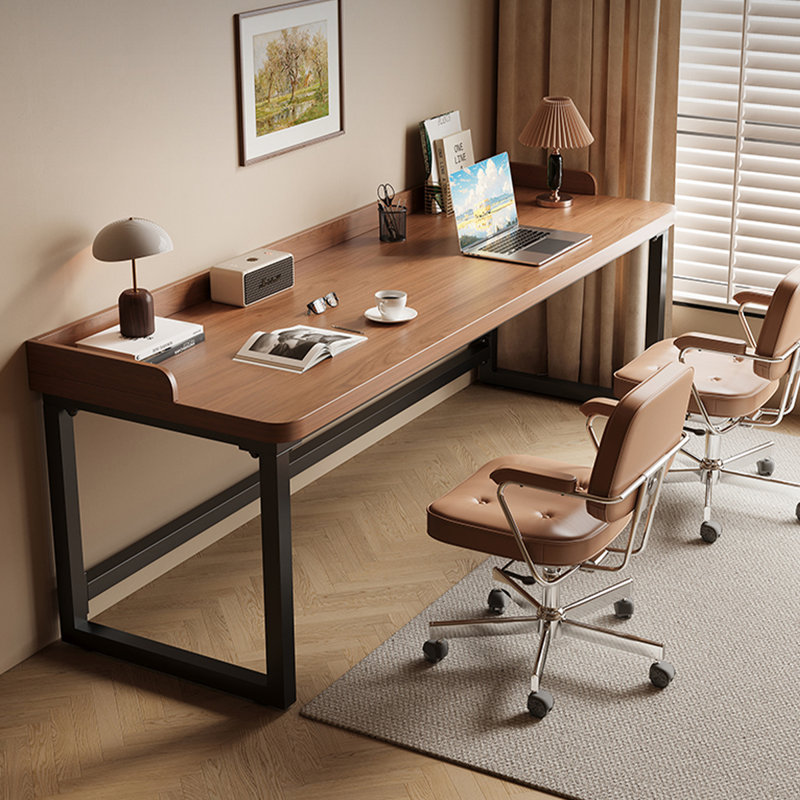 Bureau rectangulaire en bois massif brun clair, Marron clair, H 27,56 po x l 62,99 po x P 27,56 po