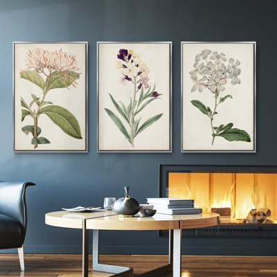 " Antique Blue Butterflies I " 3 - Pieces