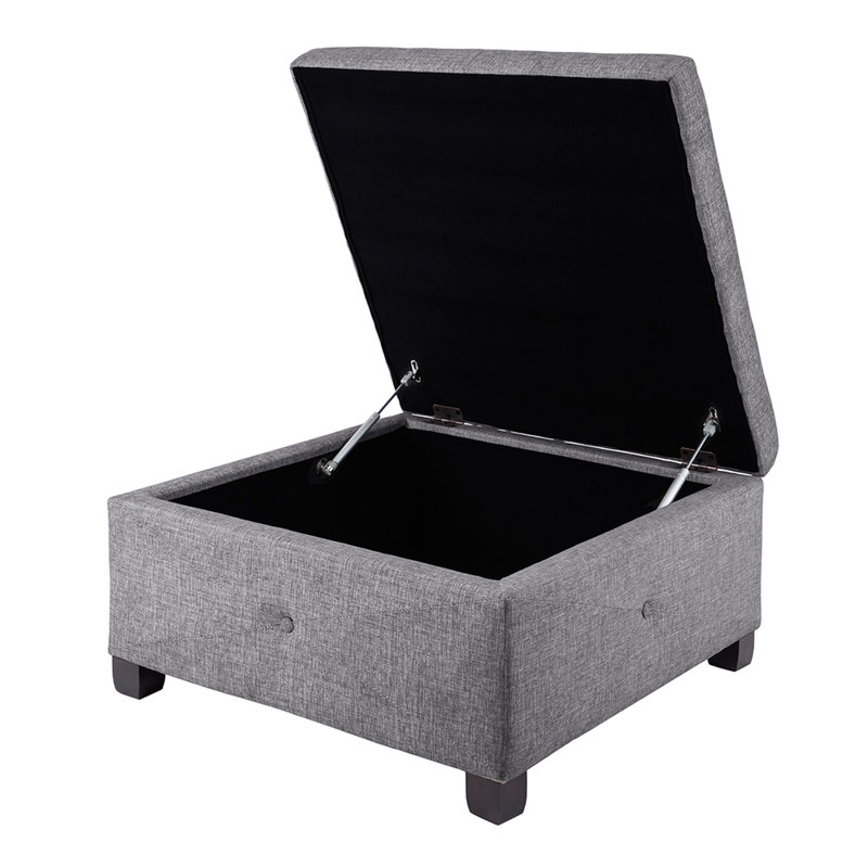 Tissu gris anthracite avec compartiment de rangement - fermeture en douceur, couleur de conception en bois massif et contreplaqué, fermeture