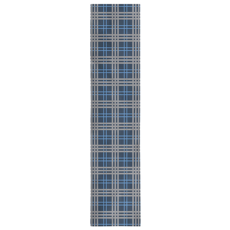 Paid Polyester Table Runner, 72" L x 16" W, Navy/Blue/Silver