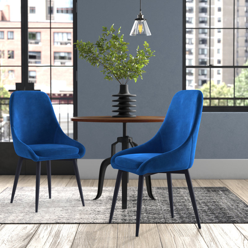 Mccoll 18.11'' H Velvet Upholstered Dining Chair, Blue