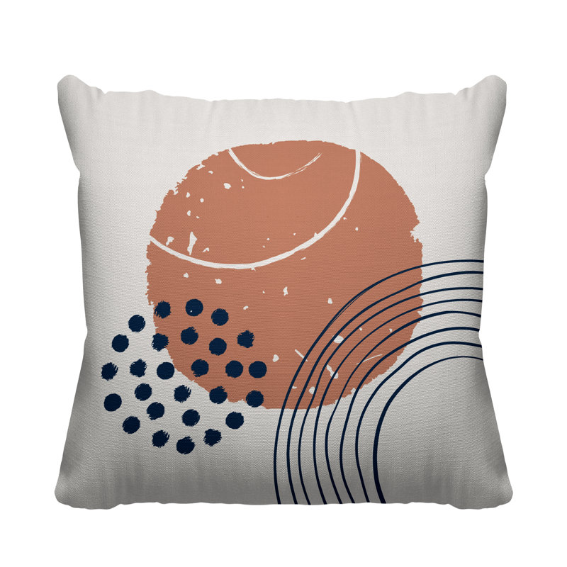 Coussin décoratif intérieur / extérieur Aida Minimalist, L 15 po x H 15 po, Saumon / bleu marine