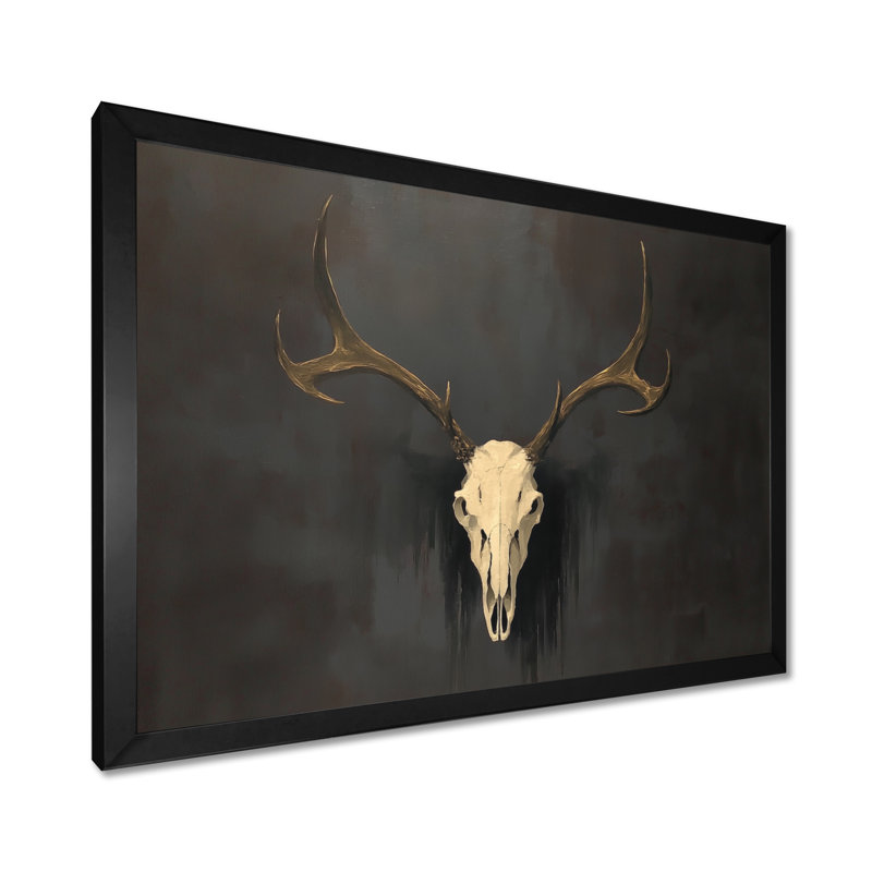 «White Antler Glow», art mural encadré de style gothique blanc, Cadre photo unique, Noir, H 12 po x l 20 po