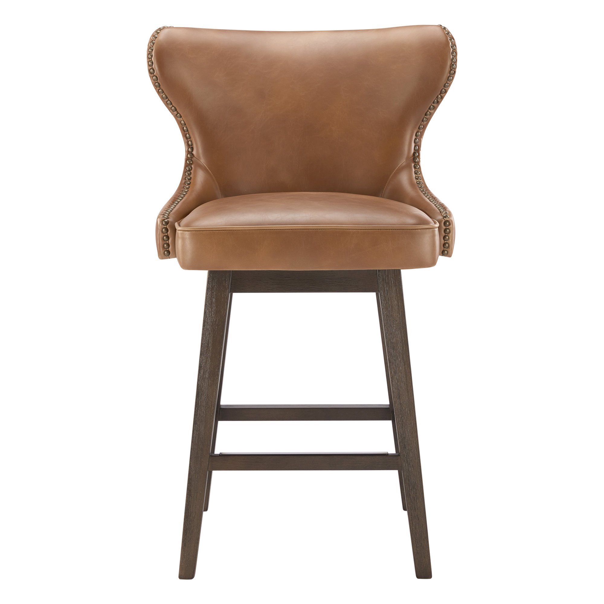 Carline Caraline Swivel Counter & Bar Stool, Wax Brown Faux Leather, Counter Stool (26" Seat Height)