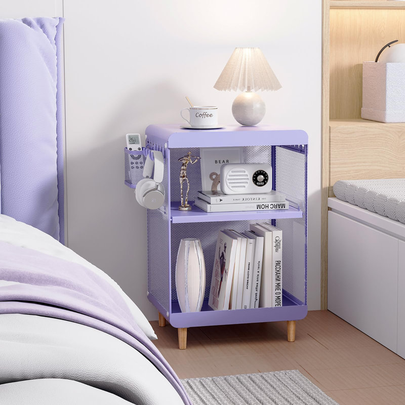 Cute Bedside Nightstand Table, Purple