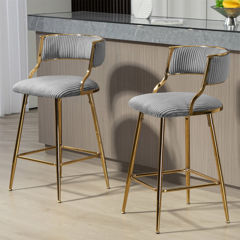 ENSEMBLE DE Tabourets de bar à hauteur de comptoir de 2,26 po avec dossier, base en chrome doré et repose-pieds