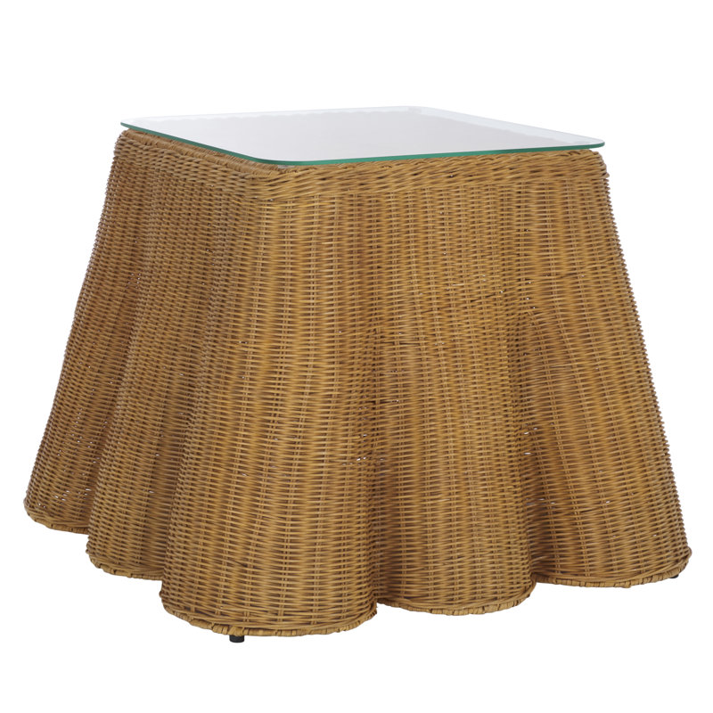 Cledus Square Rattan Accent Table