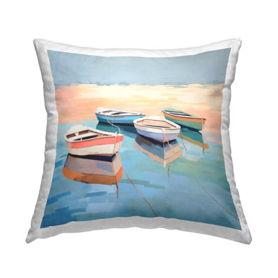Boat Reflection Shore Decorative Printed Throw Pillow Design by Irena Orlov