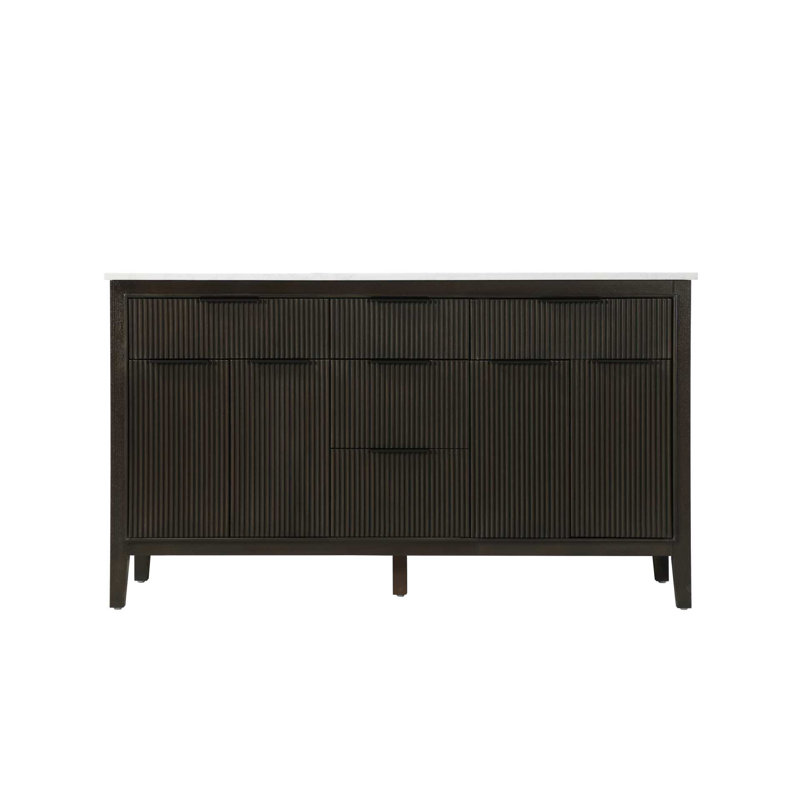Meuble-lavabo double 60 po en chêne chocolat, Chêne chocolat, 60"