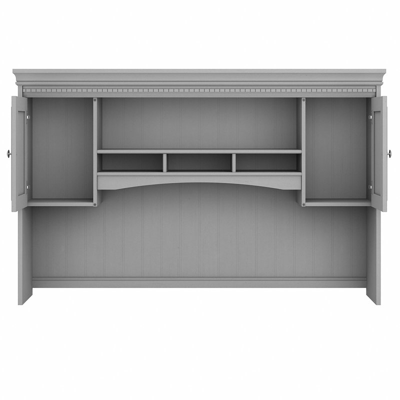 Ozro 60W L-Shape Executive Desk with Hutch, Cape Cod Gray