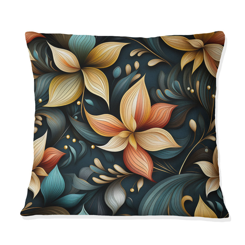 Mindful Contemplation Mediation I - Coussin décoratif à imprimé floral, H 18 po x l 18 po