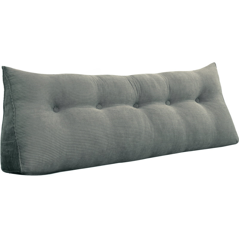 Lit à dossier assis en velours côtelé confortable, tête de lit, coussin de lecture, dossier triangulaire, compression, Gris