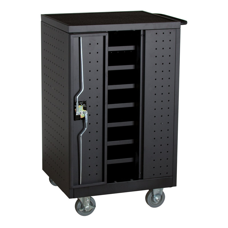 Black Steel 12-Laptop/Tablet Charging Cart with Lockable Doors