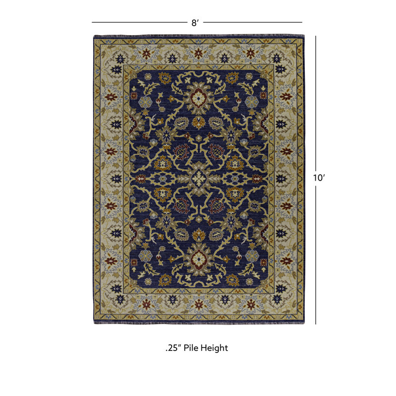 Eutizio Navy And Ivory Accent Rug, Rectangle 8' x 10'