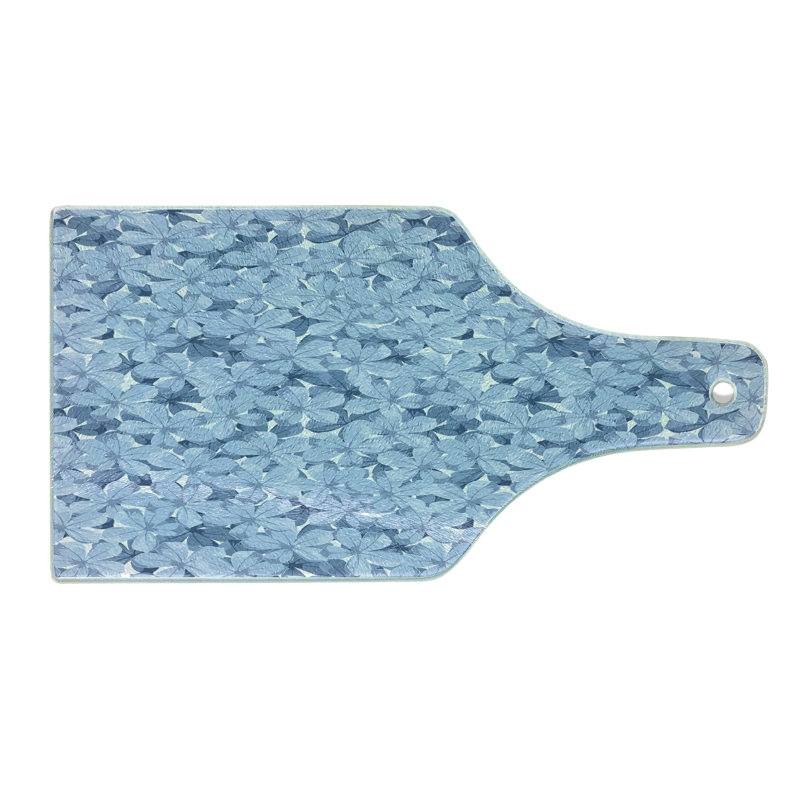 Planche à découper en verre trempé bleu Ambesonne Plumbago rétro bleu et blanc