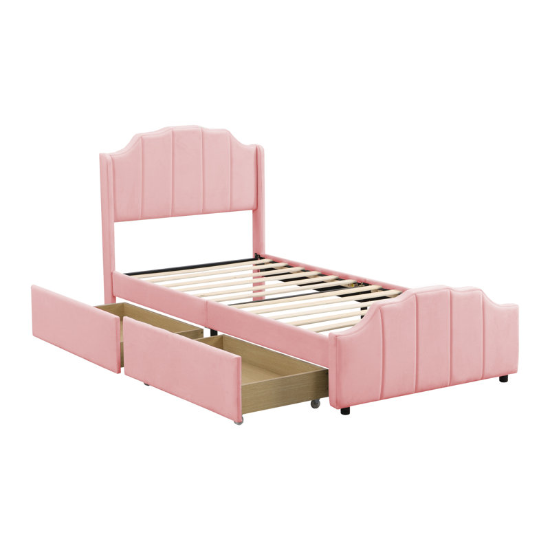 Bomford Upholstered Storage Bed, European Single (90 x 200cm), Pink