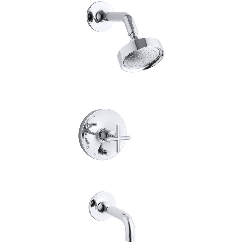 Robinet de baignoire et douche à pression équilibrée avec poignée en croix purist rite-temp