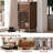 Bachman 36” Tall Brown Cabinet With Roll-Up Door And Adjustable Shelf – Modern Slatted Storage Organizer