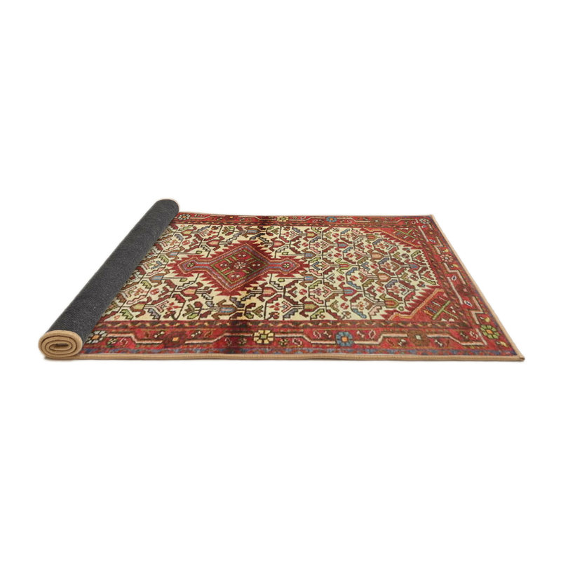 Tapis traditionnel rouge / beige Mutluyaka, Rond 3 pi