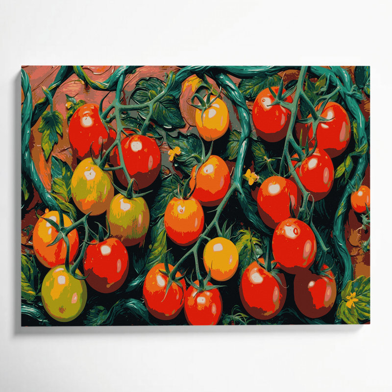 Vegetables Tomato Grape Brown Canvas Wall Art, 20" H x 30" W