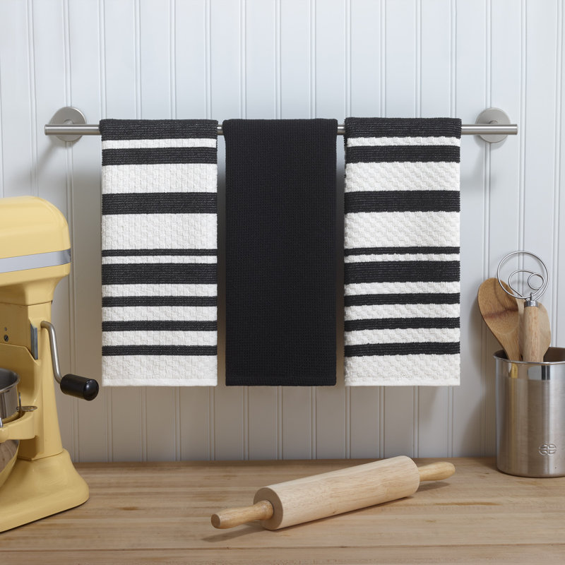 Izod Essex 3-Piece Kitchen Towel Set, Black