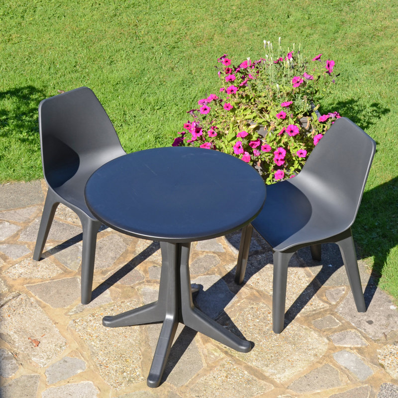 Rayville Bistro Table with 2  Chairs Garden Set, Anthracite