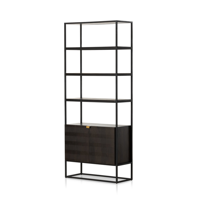 Kelby Bookcase - Carved Vintage Brown, Black