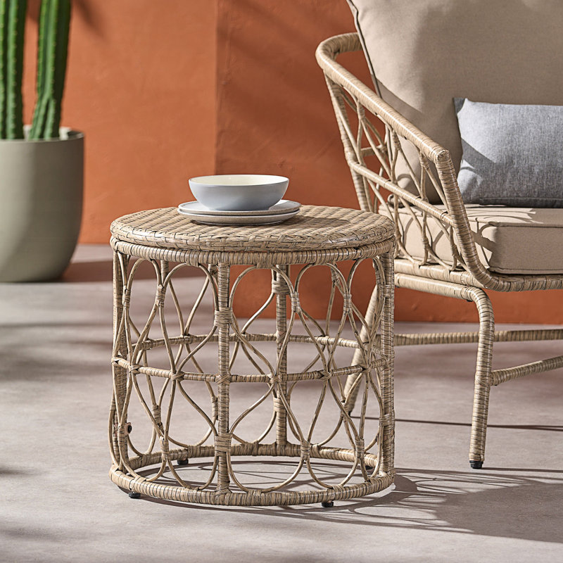 Table d'appoint en osier, table d'appoint, Brun