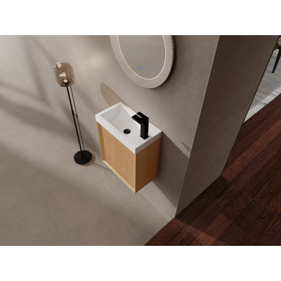 Wall-Mounted Bathroom Vanity with Resin Sink and Soft Closed Single Door