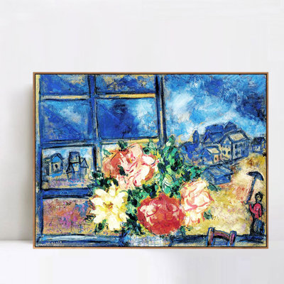 Art encadré sur toile, estampe numérique # 13 par Marc Chagall, art mural pour le salon, décorations de bureau à domicile (cadre de couleur bois mince, 18 po x 24 po)