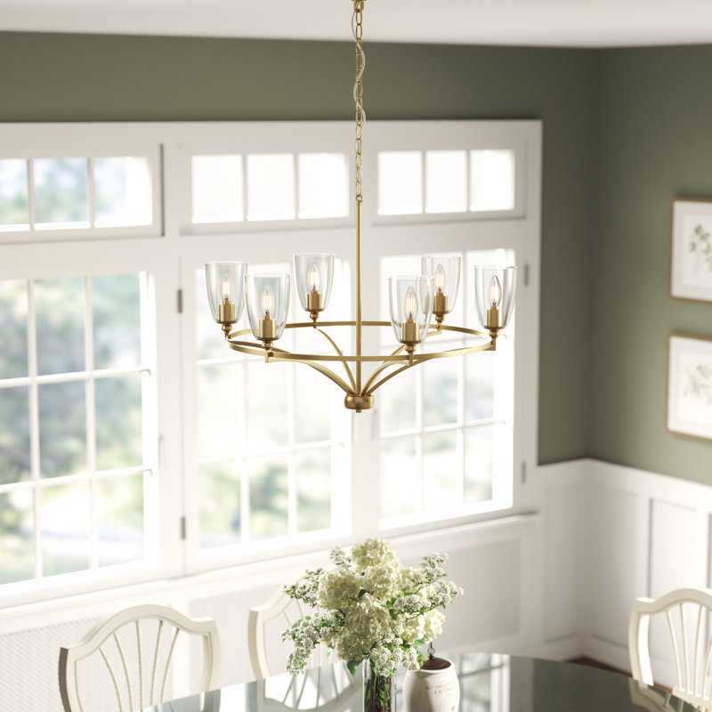Parkhurst 6 - Light Steel Dimmable Wagon Wheel Chandelier, Brushed Bronze