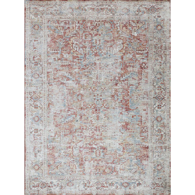 Antique Loom Rust/Beige Polyester powerloom Area Rug