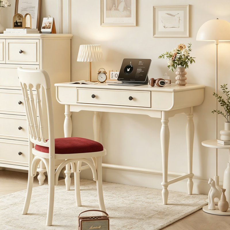 French Creamy Style Practical Desk 39.37 inches