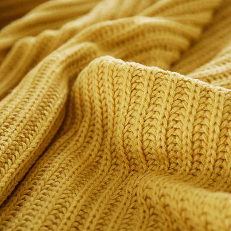 Chunky Knit Throw, Ochre